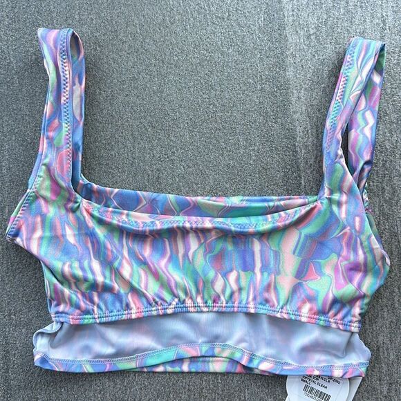 NWT Peixoto Jada Square Neck Crop Top Bra Low Impact Workout Swim Bralette Small - Picture 4 of 11